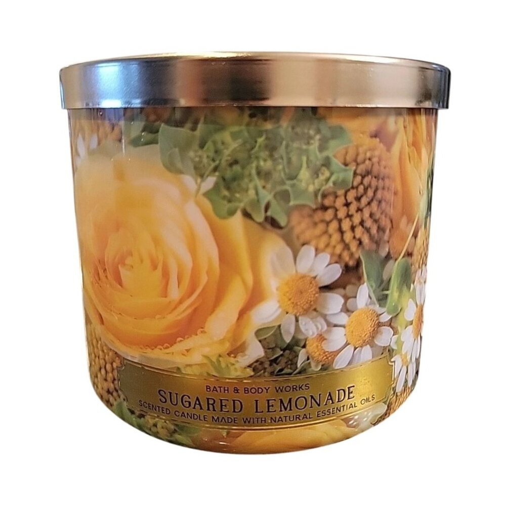 Bath & Body Works Sugared Lemonade Scented 3 Wick Candle Made w/ Essential Oils